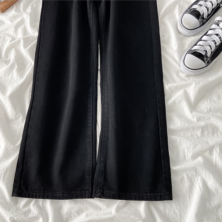 Black Korean New Women's Loose High Waist Wide Leg Jeans（realpict）