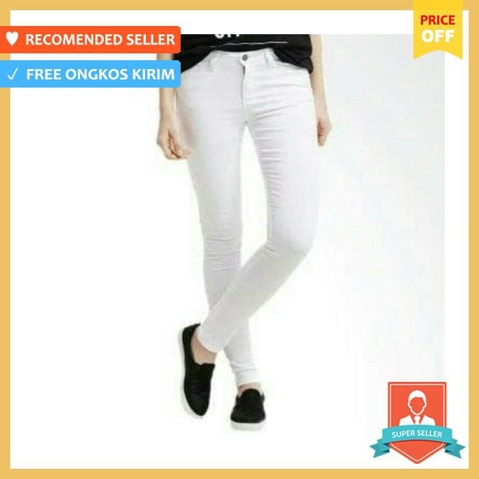 Celana Jeans Panjang Wanita | Putih Pensil Skinny