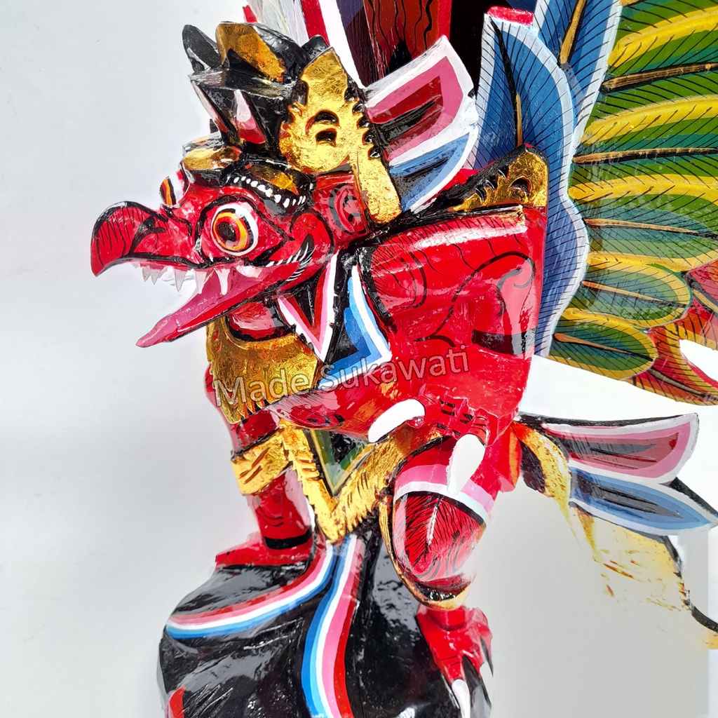 kerajinan patung garuda bali tinggi 60cm ukiran kayu handmade lukis