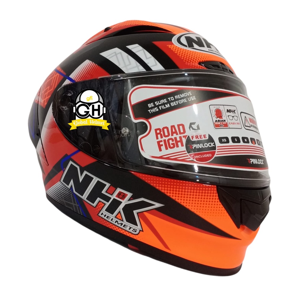 HELM NHK GP R TECH STREET R44 BLACK ORANGE GLOSSY