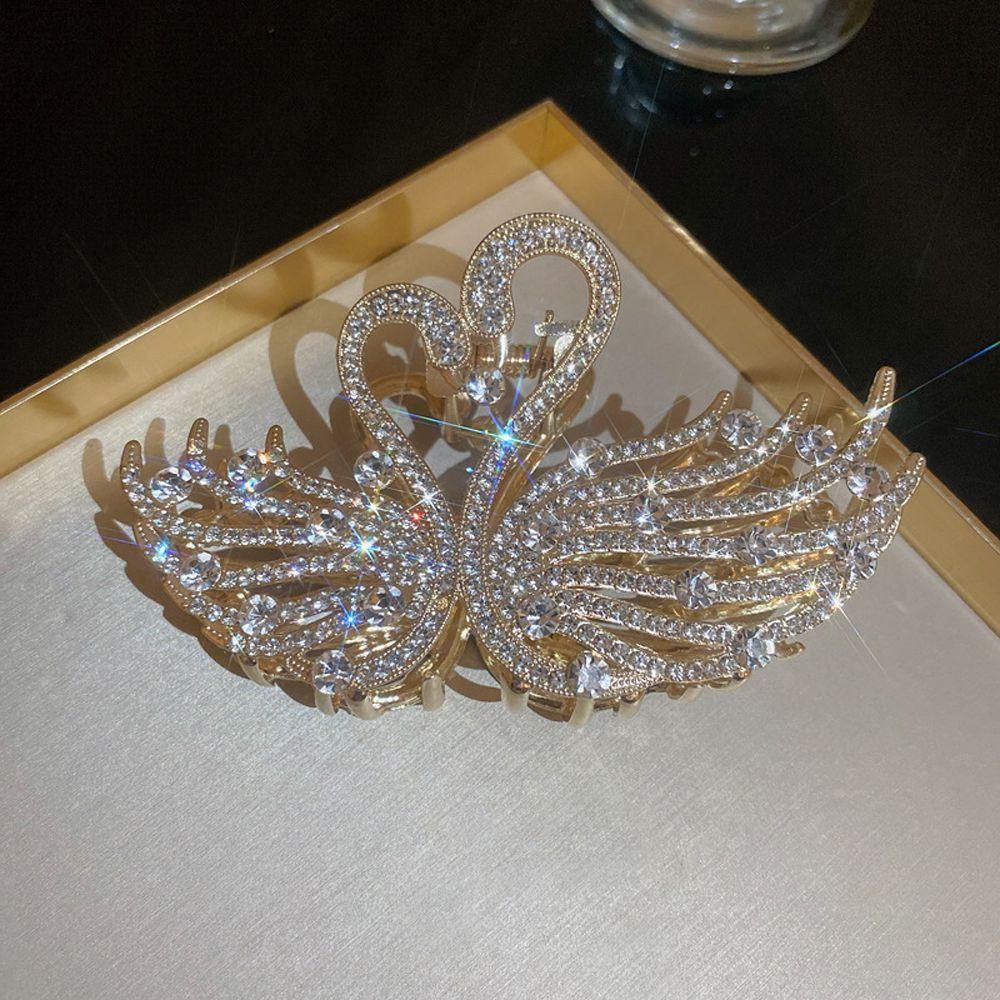 Agustina Wanita Cakar Rambut Hiasan Kepala Vintage Mutiara Temperamen Zirkon Rambut Kepiting Klip Kristal Hiu Klip