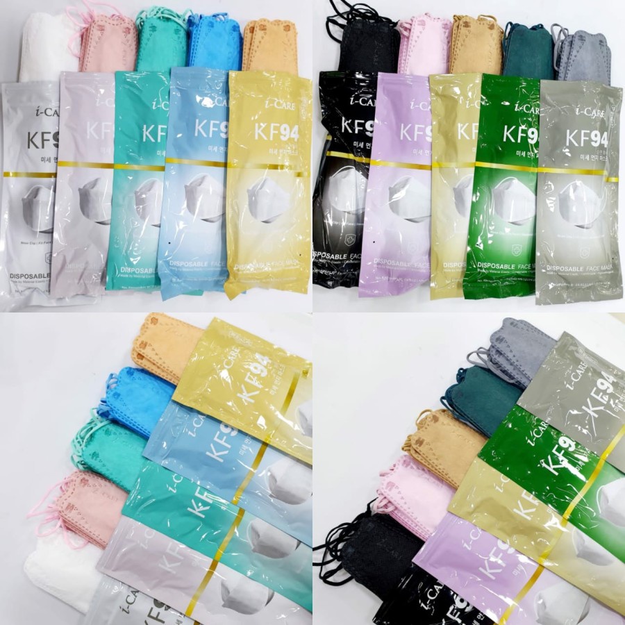 MASKER KF94 EMBOSS I-CARE 4D REAL 4PLY PREMIUM QUALITY ISI 10 PCS