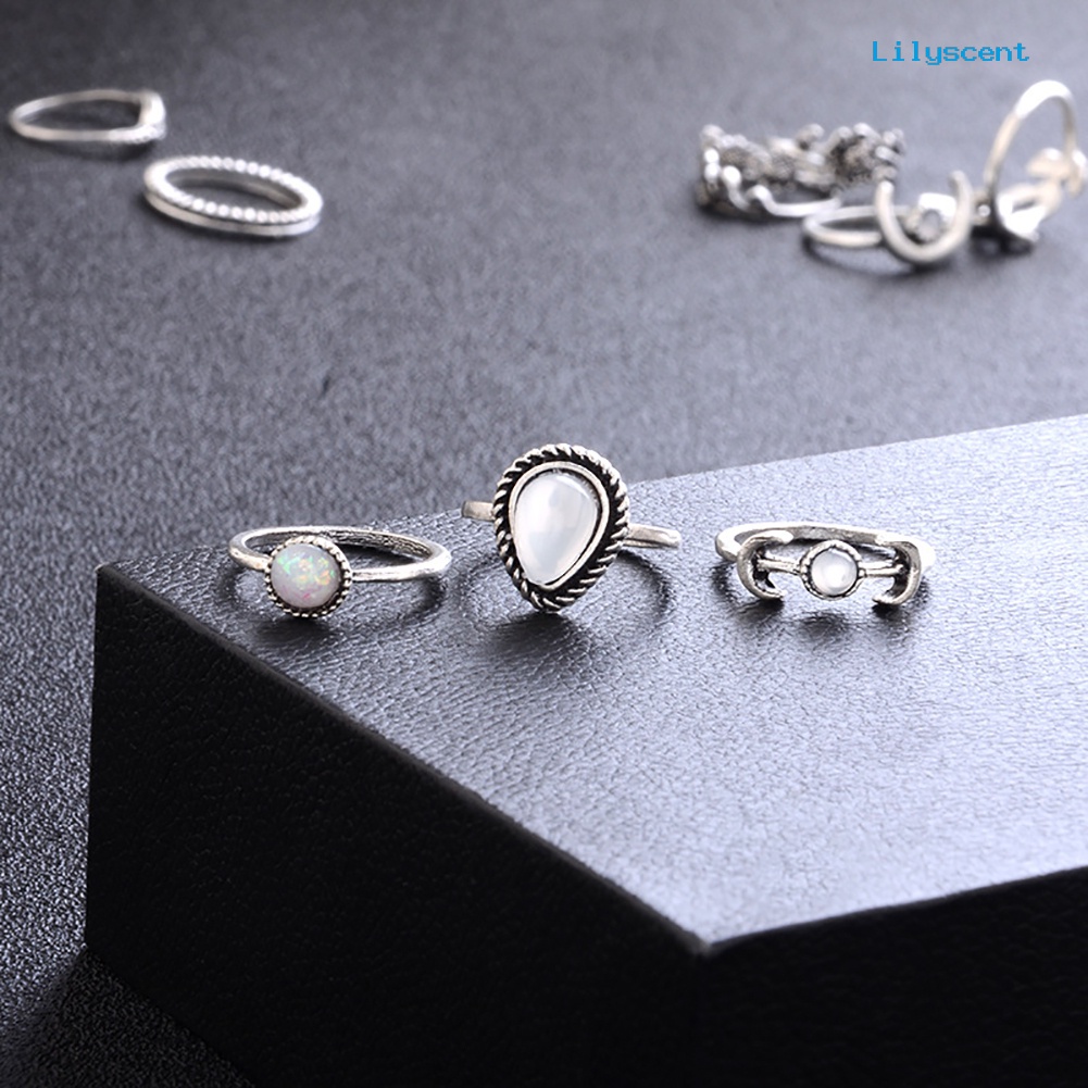 14 Pcs Cincin Knuckle Bentuk Bulan Dan Bunga Matahari Gaya Vintage Untuk Wanita