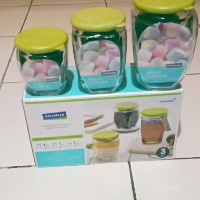 Sweet canister glasslock set of 3+box