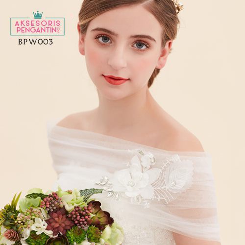 [BISA COD] AKSESORIS WEDDING BOLERO WANITA CARDIGAN PESTA LACE PUTIH BPW003