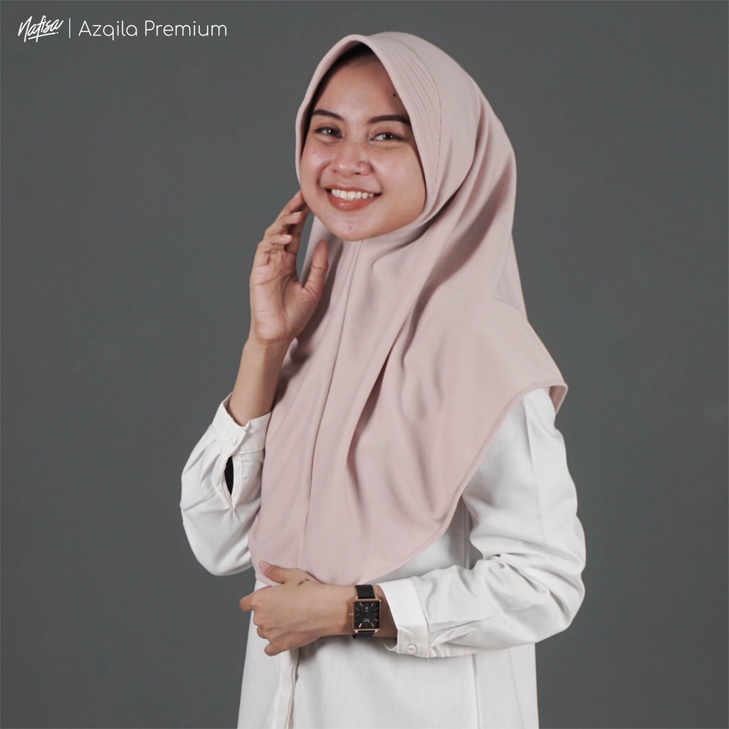 Nafisa Instan Azqila Premium - Hijab Instan Jilbab Bergo Bahan Kaos & Lycra High Quality Part 1-Camel (PE)