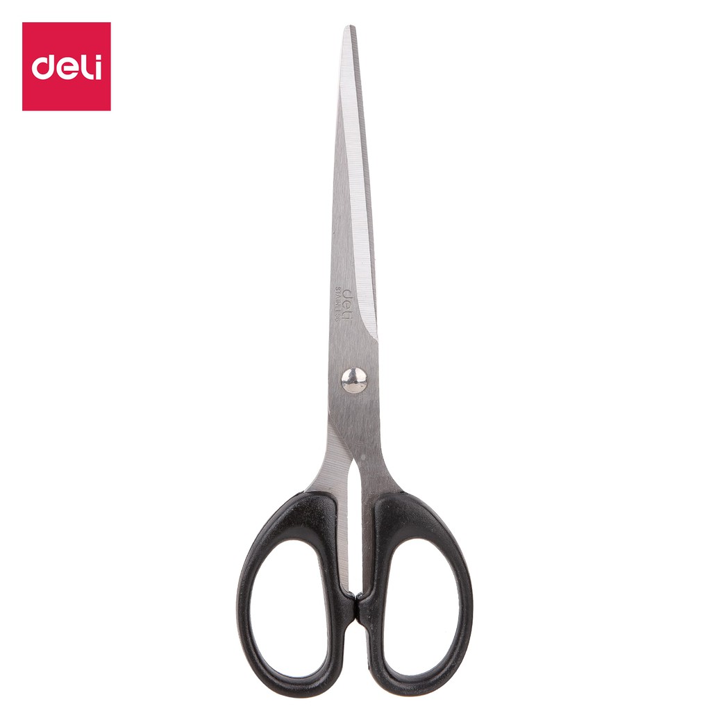 HAPPY TIME DELI GUNTING STAINLESS STEEL 180mm SCISSORS SUPER TAJAM ANTI KARAT GUNTING KERTAS ALAT TULIS KANTOR SEKOLAH KULIAH E6009