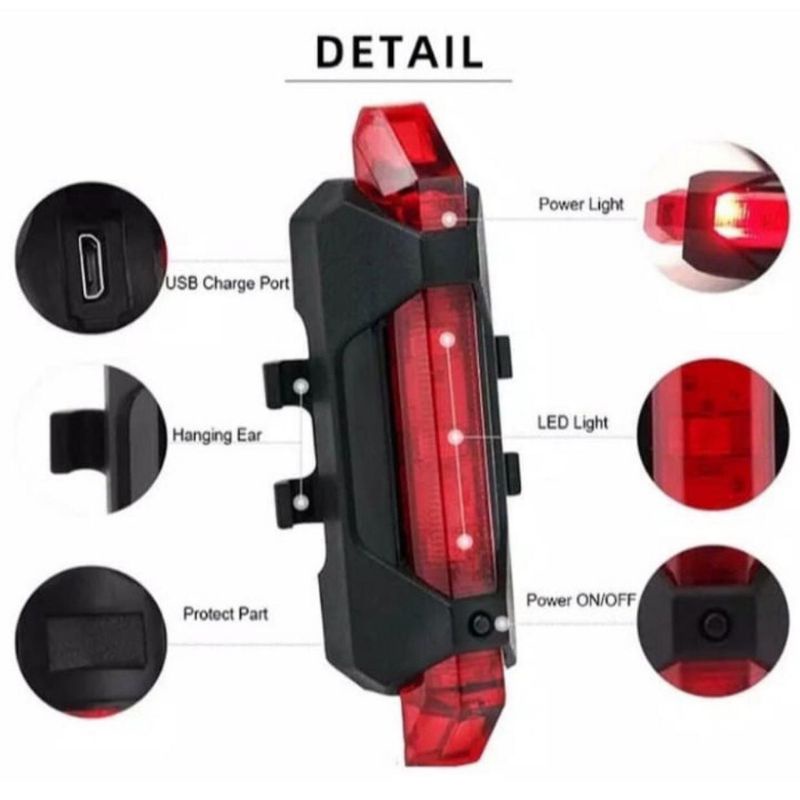 LAMPU BELAKANG SEPEDA USB CHARGER