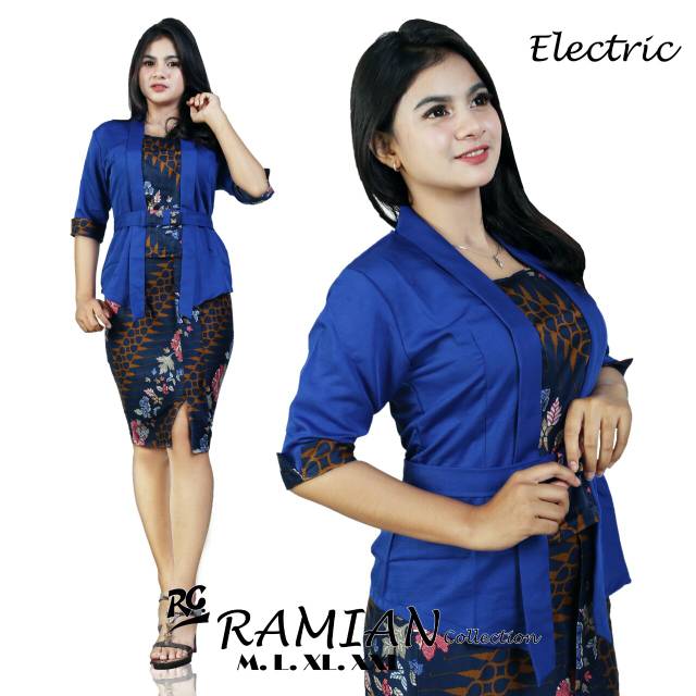 HARGA PROMO!!! setelan kebaya kutubaru etp pendek / elnira pendek / maroon / navy / mocca / tosca