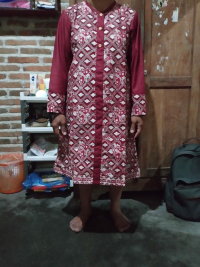 Shanaya Batik Tunik Cap Wonogiren Gemilang Dress Kerja S M L Xl Xxl