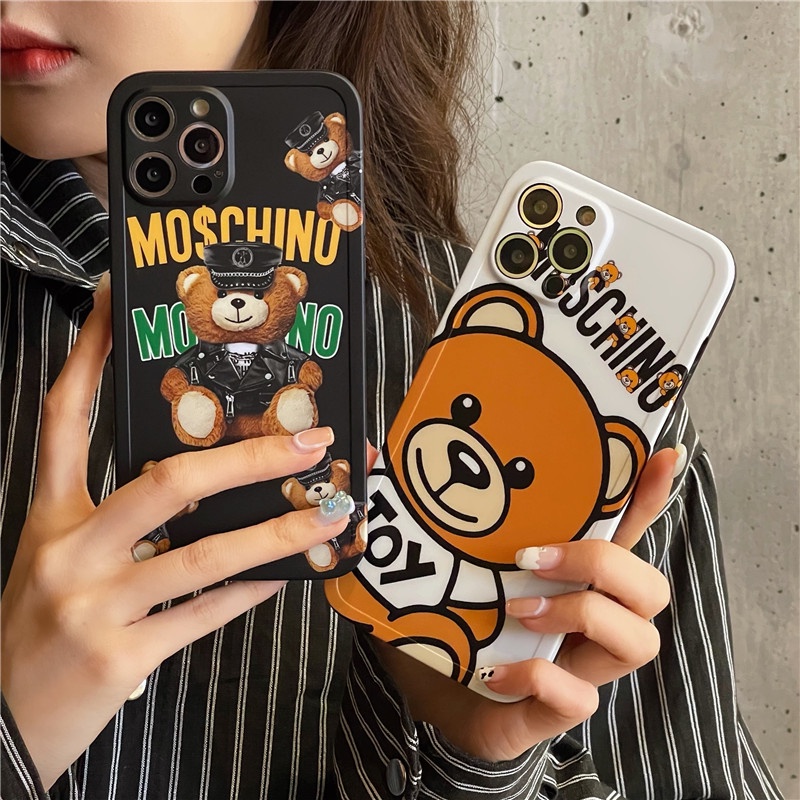 Moschino Casing iPhone 7 8 Plus 12 11 8 X XR XS MAX 13 11pro 12 pro Max SE 2020 Straight edge Matte Soft TPU Cover