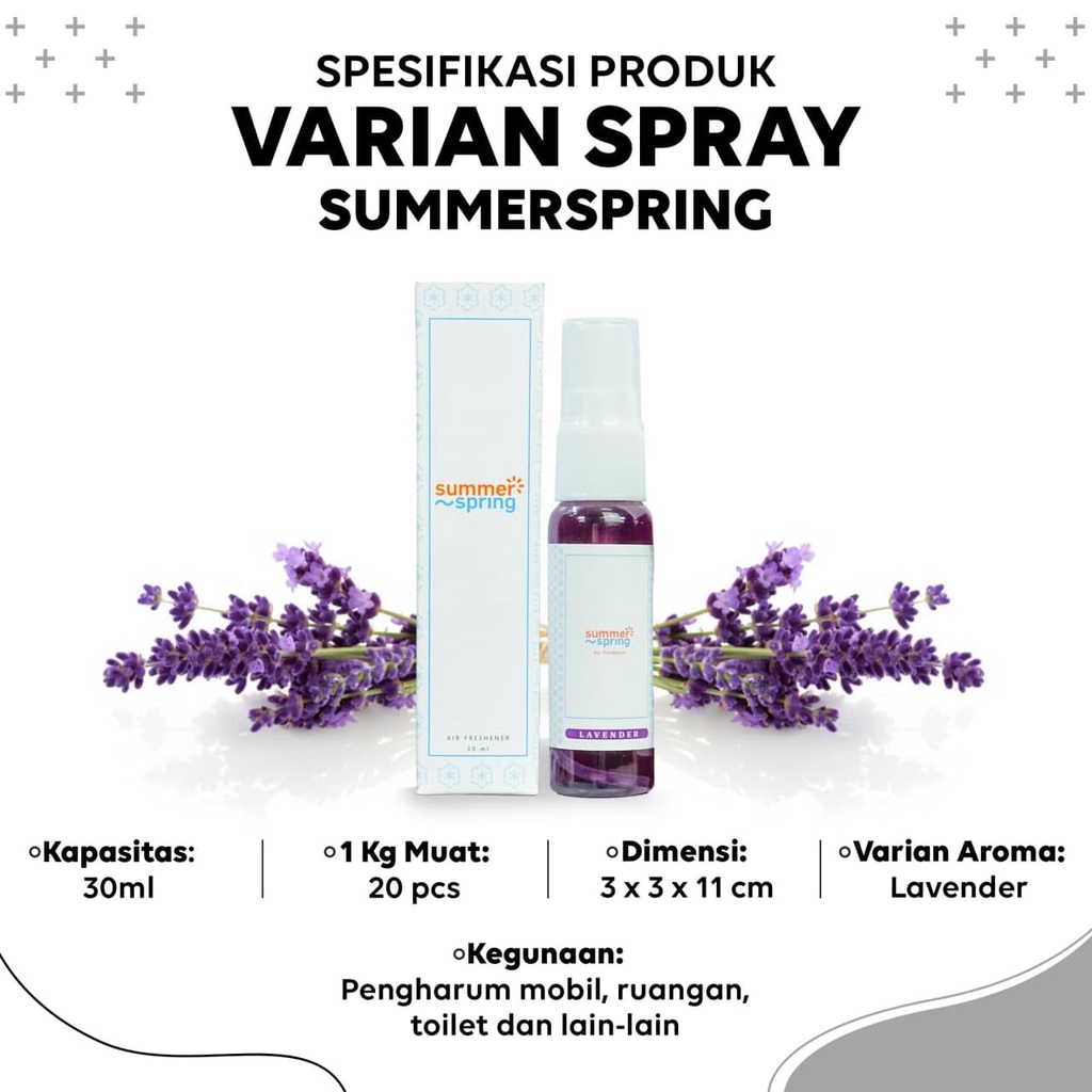 Parfum Mobil Pengharum Ruangan Pewangi Kamar Tidur Harum Summer Spring | Spray | Aroma Lavender