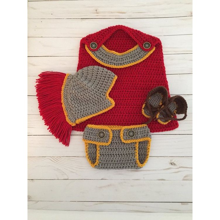 BAJU RAJUT BAYI Newborn Gladiator Roman Greek Spartan Warrior Outffit Crochet