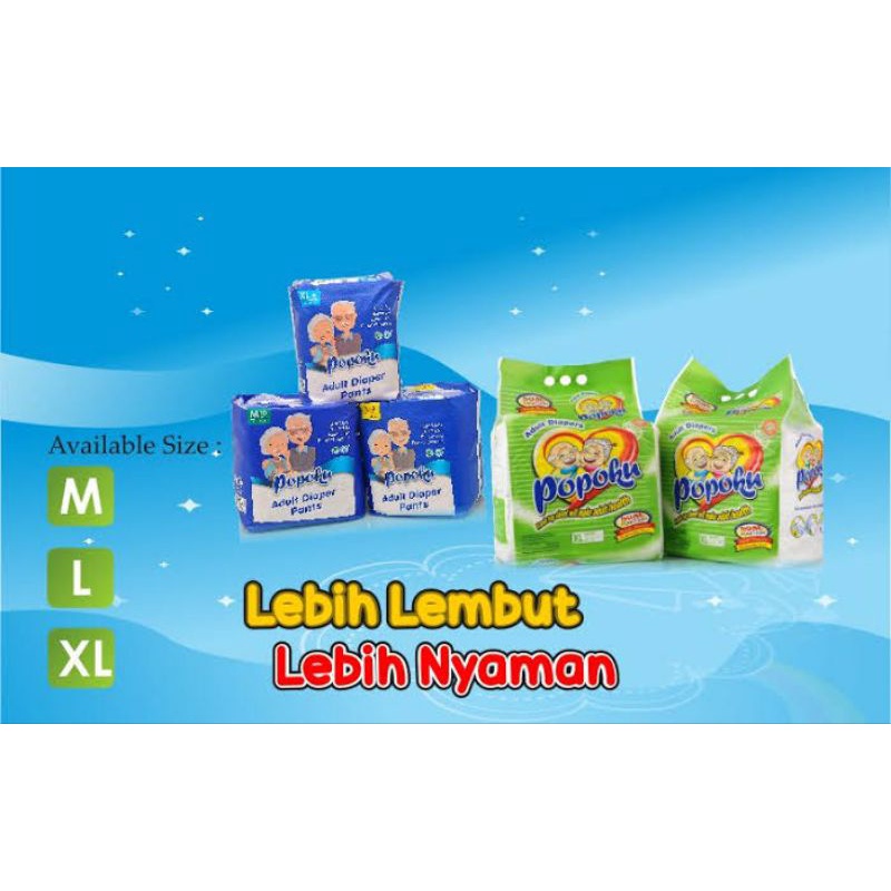 Popoku Adult Diapers Perekat, M L XL