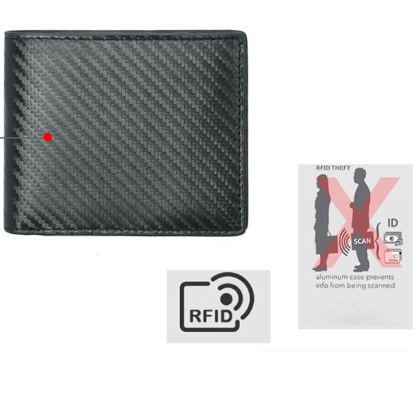 Dompet Lipat Pria dengan Anti RFID Blocking Anti Maling Magnetic RFID Aman untuk Kartu ATM Credit Card Emoney Trans Jakarta Kartu Akses Masuk Genuine Leather Men's Card Holder Carbon Fiber Grain Anti-theft Brush Wallet Cowhide Short RFID Wallet