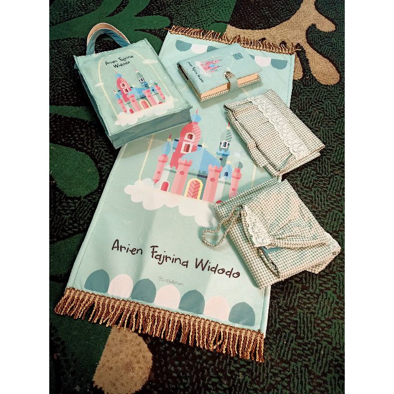 Paket Mukena Sajadah Tas Cover AlQuran Iqra Custom