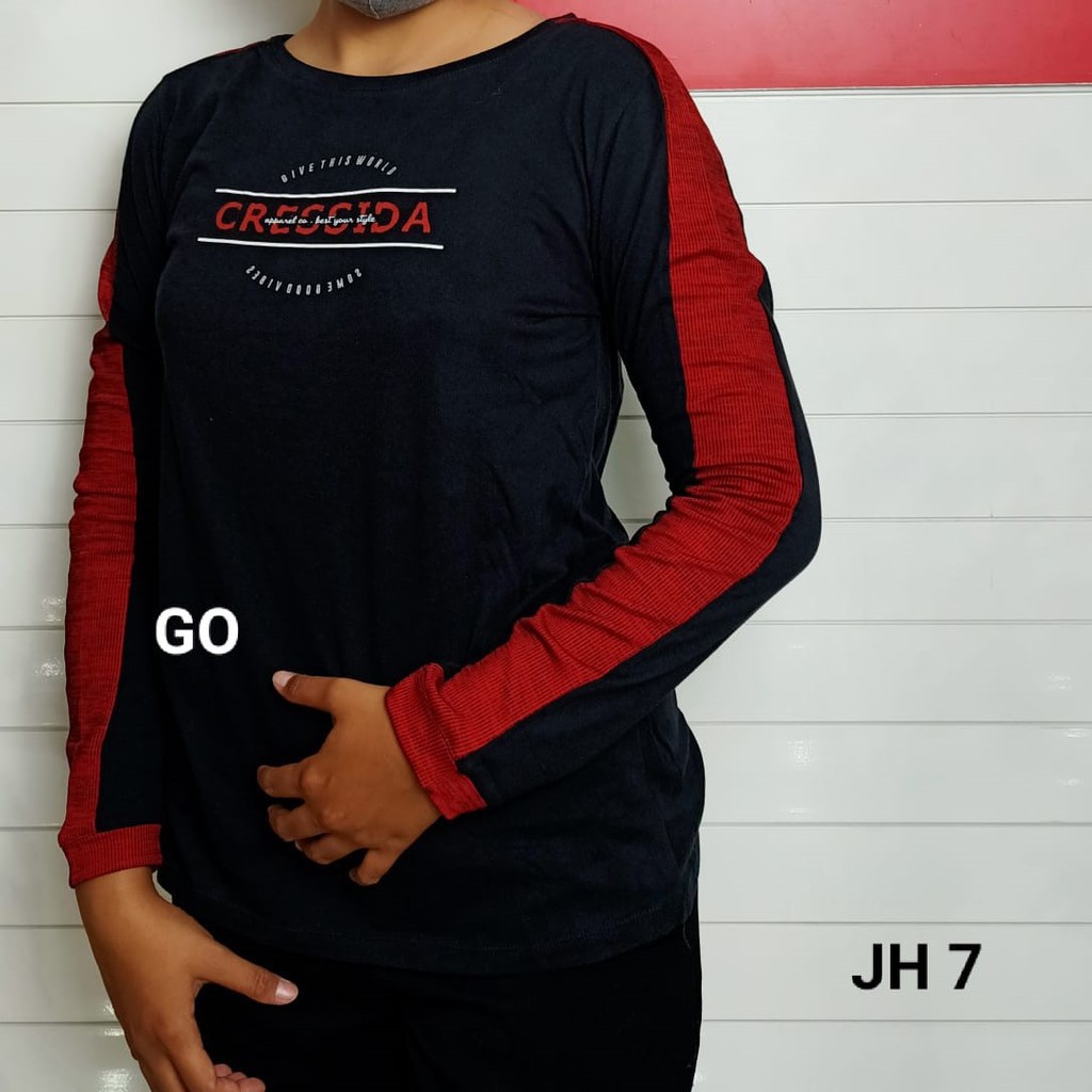 gos  CRESSIDA BAJU Cewek Pakaian Atasan Kaos Wanita Casual Santai Original Lengan Panjang Bagus