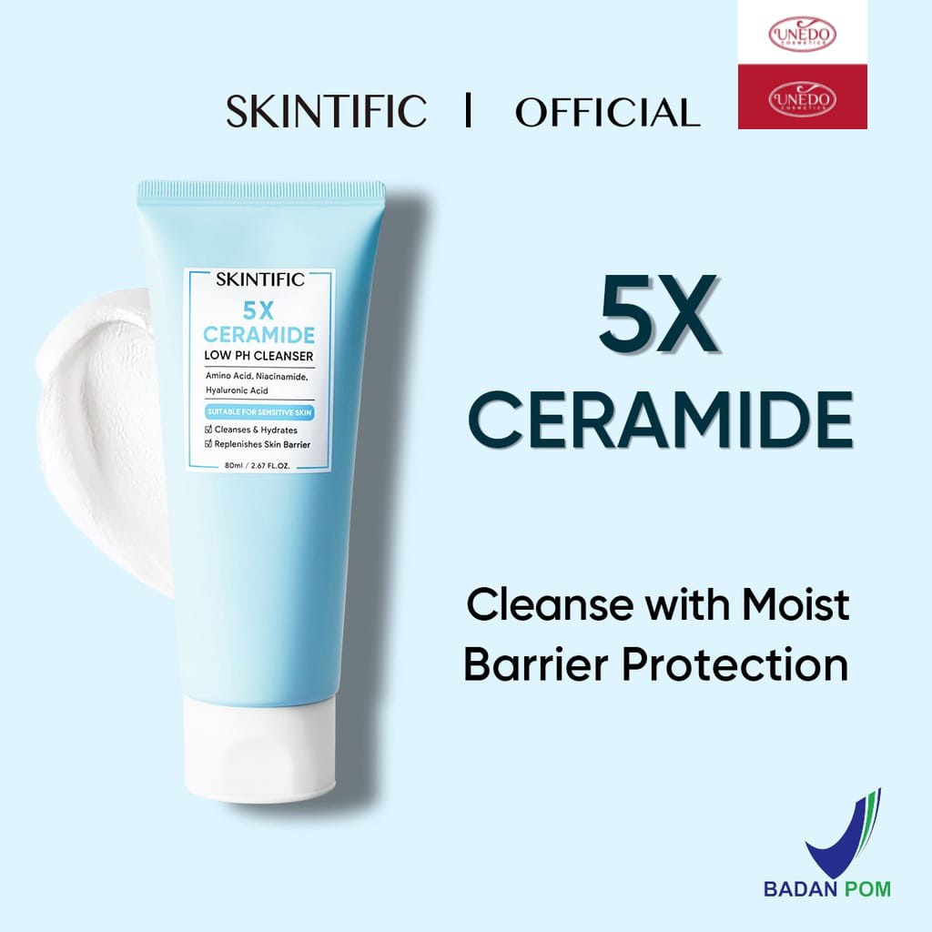 SKINTIFIC - 5X Ceramide Low pH Cleanser Facial Wash Gentle Cleanser For Sensitive Skin 80ml Face Wash Sabun Cuci Wajah