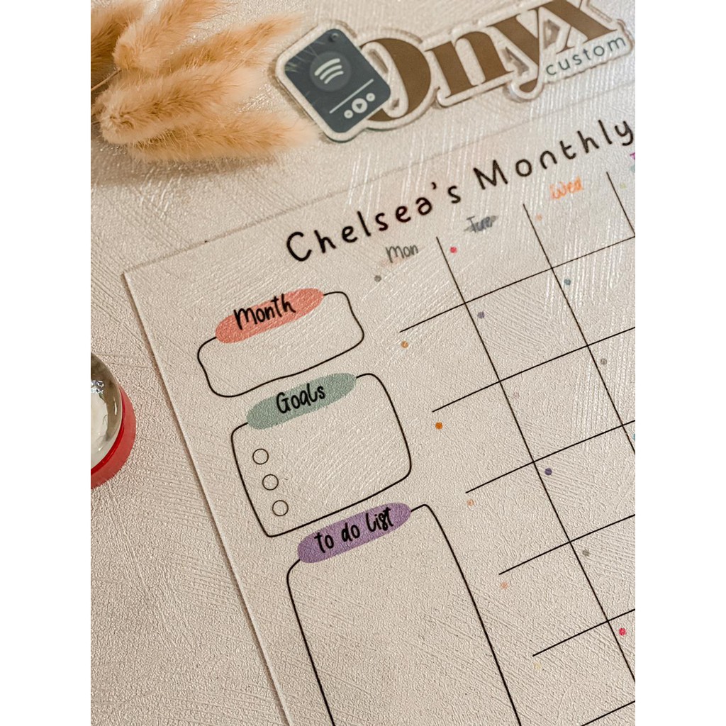 1-2 HARI JADI - UV Print Acrylic Planner Weekly Monthly (bisa custom nama)