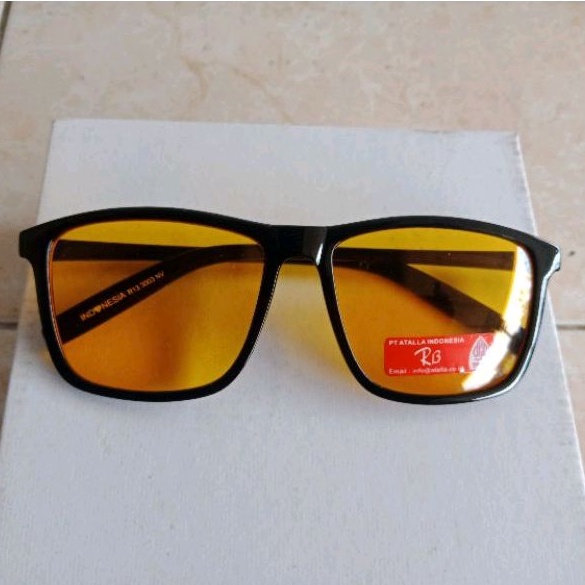 kacamata persegi besar kaca kuning trendy R13.3003