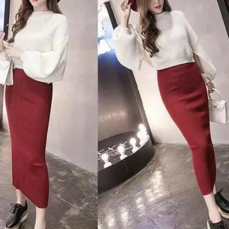 ROK SPAN RAJUT PREMIUM /ROK RAJUT PANJANG