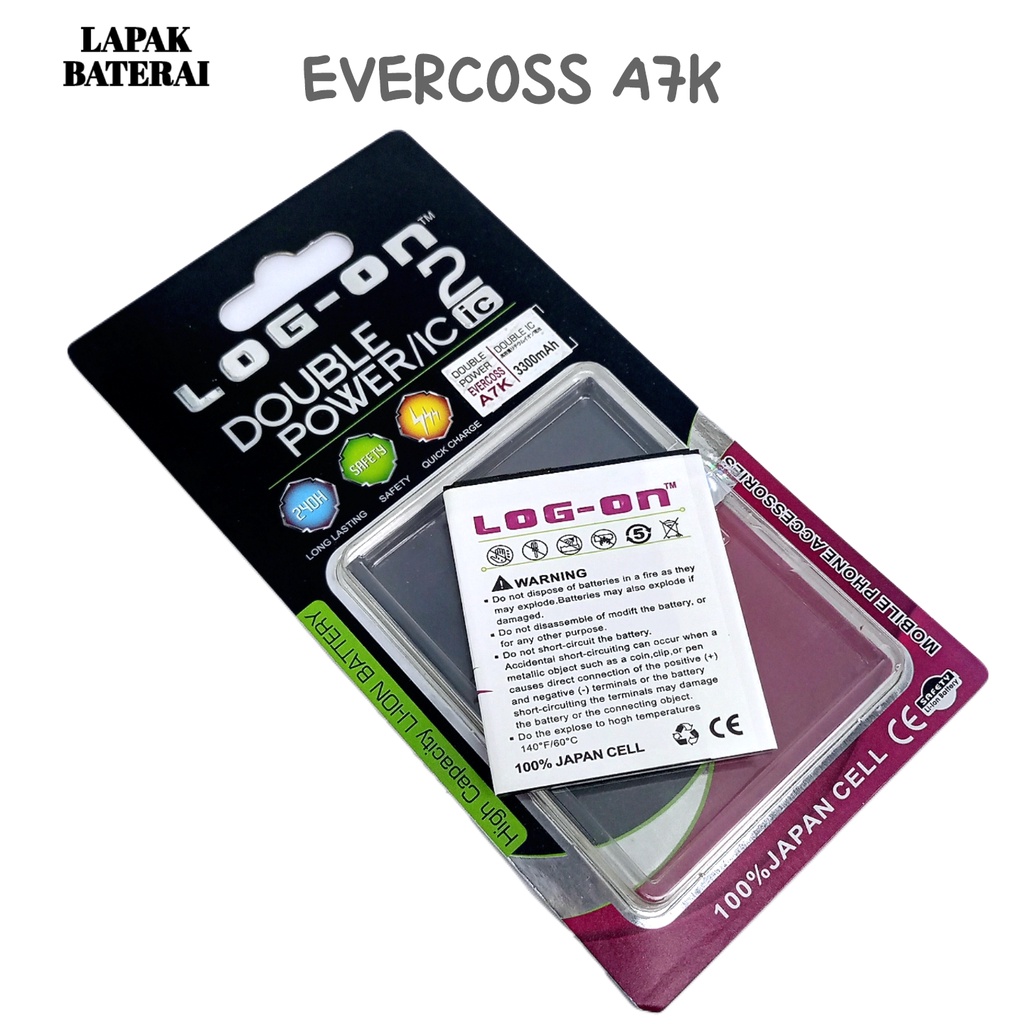 LOG - ON Evercoss A7K Baterai Double IC Protection Battery Batre