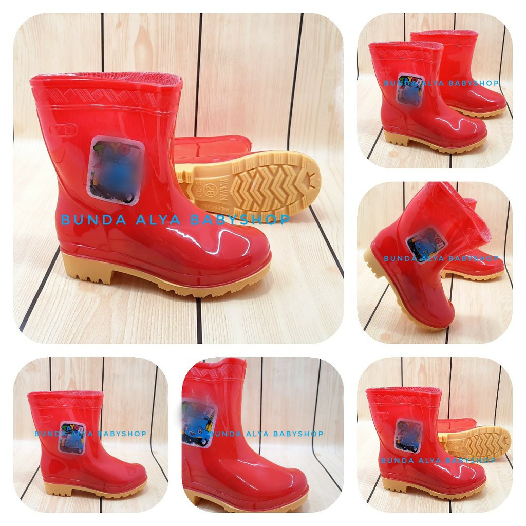 Sepatu Boots Air Anak Laki Laki 1 - 4 Tahun Bus Lengkap SIze Sepatu Boots Hujan Anak Cowok Tahan Air MERAH Size 26 - 35