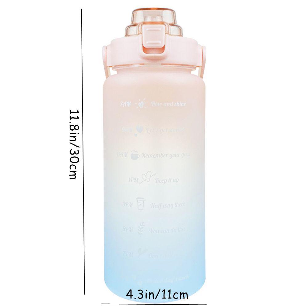 Solighter Botol Air Minum Plastik Besar 2000ml Penanda Waktu Travel Kettle Anti Bocor Water Jug