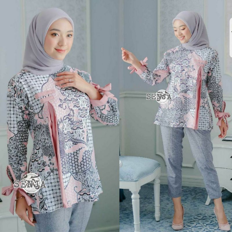 tey-17 Batik wanita ASJ SA HRB026 Kenongo Kemeja Tosca Pendek-SYAKIRA PING