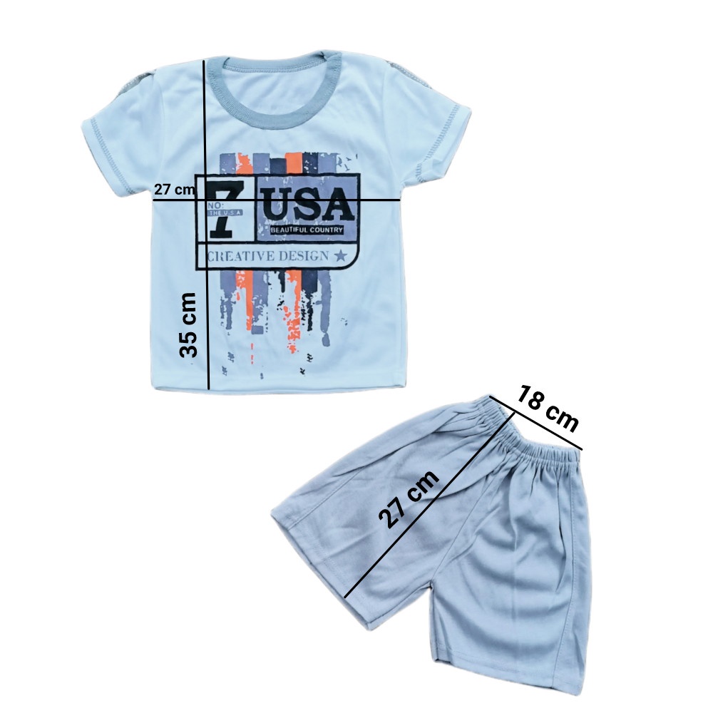 Setelan Pendek Baju Bayi Laki-laki size 0-6 Bulan MOTIF USA