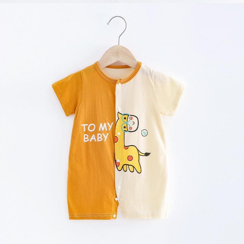 Baju Pakaian Bodysuit Jumper Pendek Anak Bayi Laki-laki Perempuan 0 bulan - 1 tahun-Kuning