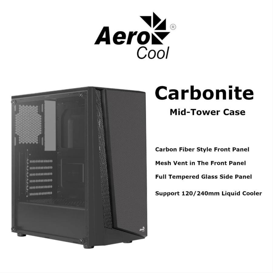 Casing Aerocool Carbonite Black - ATX Gaming Case