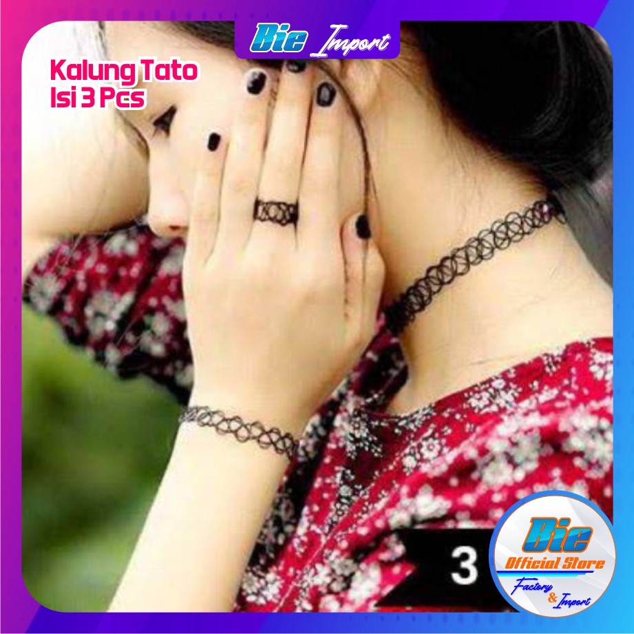 isi 3 Pcs Kalung Gelang Tatto Etnik Premium Impor Best Seller