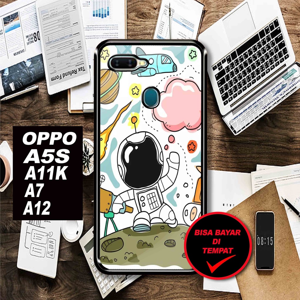 SRC - Case Oppo A5S A7 A12 A11K Casing Hard case 2D Terbaru [ Nasa Astronot Galaxy ] - Case hp - Cas
