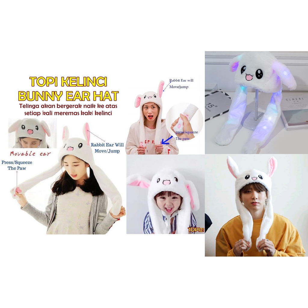 TOPI21 TOPI KELINCI BUNNY EAR HAT Led / TOPI TELINGA GERAK