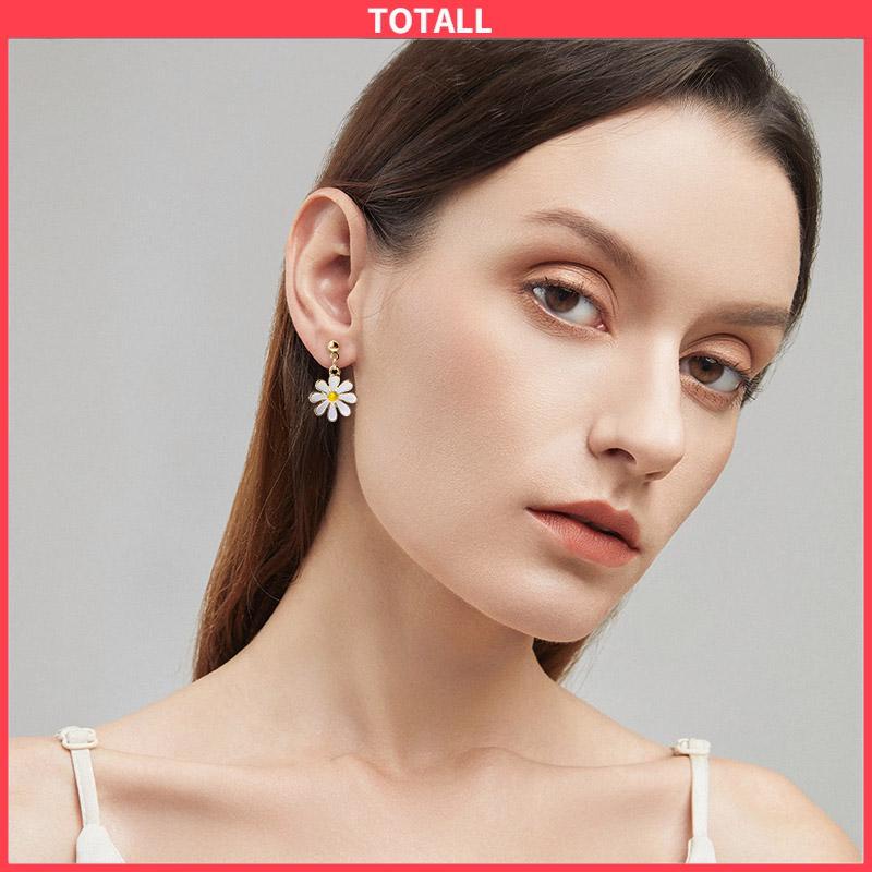 COD 925 Silver Daisy Earrings Fashion Anting Pejantan Bunga Matahari Manis Segar-Totall