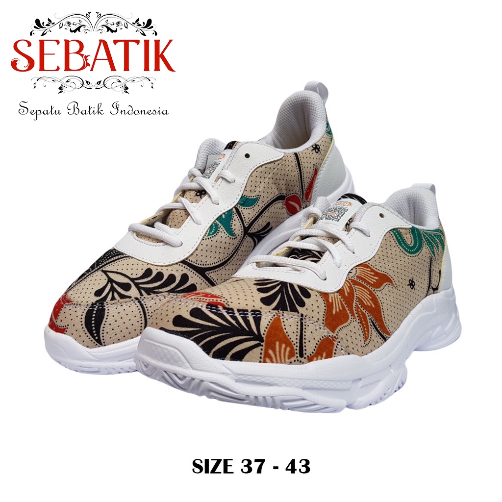[ORIGINAL BY SEBATIK INDONESIA] Sepatu Batik Indonesia SB - 01 (Coklat) - Sneakers Tali Casual Lokal