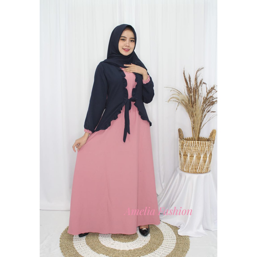 gamis modis outer by Amelia aneska itycrepe premium model terbaru blezer modis terbaru