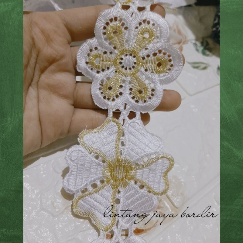 renda bordir roll aplikasi bunga twice | renda bordir terbaru murah