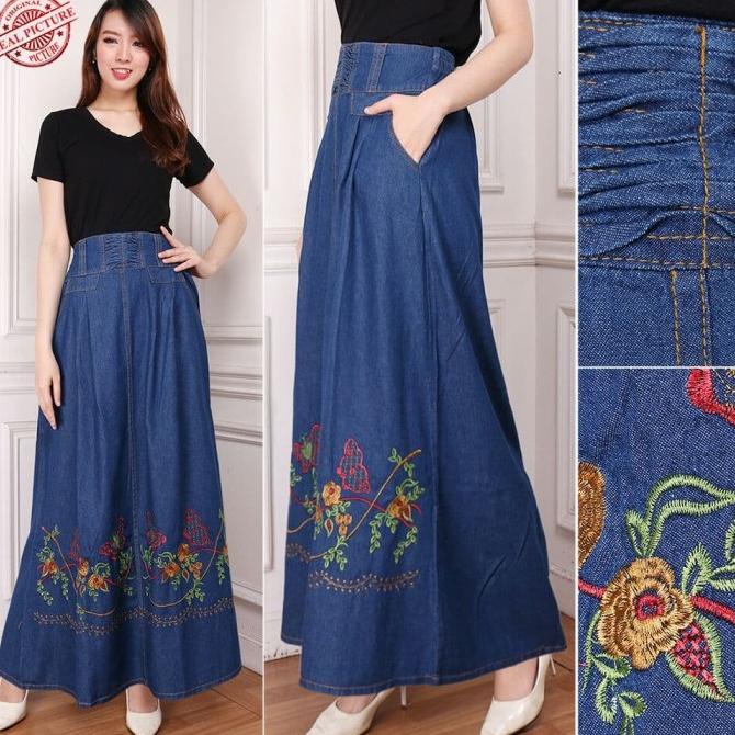 Rok Panjang Shera Payung Maxi Jeans Wanita