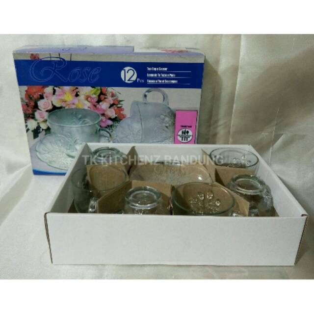 gelas kaca / gelas set / gelas tatakan / gelas kado / gelas pisin isi 12 pcs