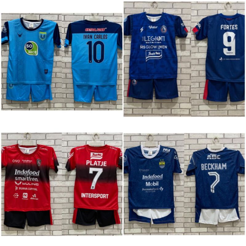 Setelan Jersey Anak liga indonesia Persebaya Bali united Persib Psis Persela Arema Pss sleman persija printing murah