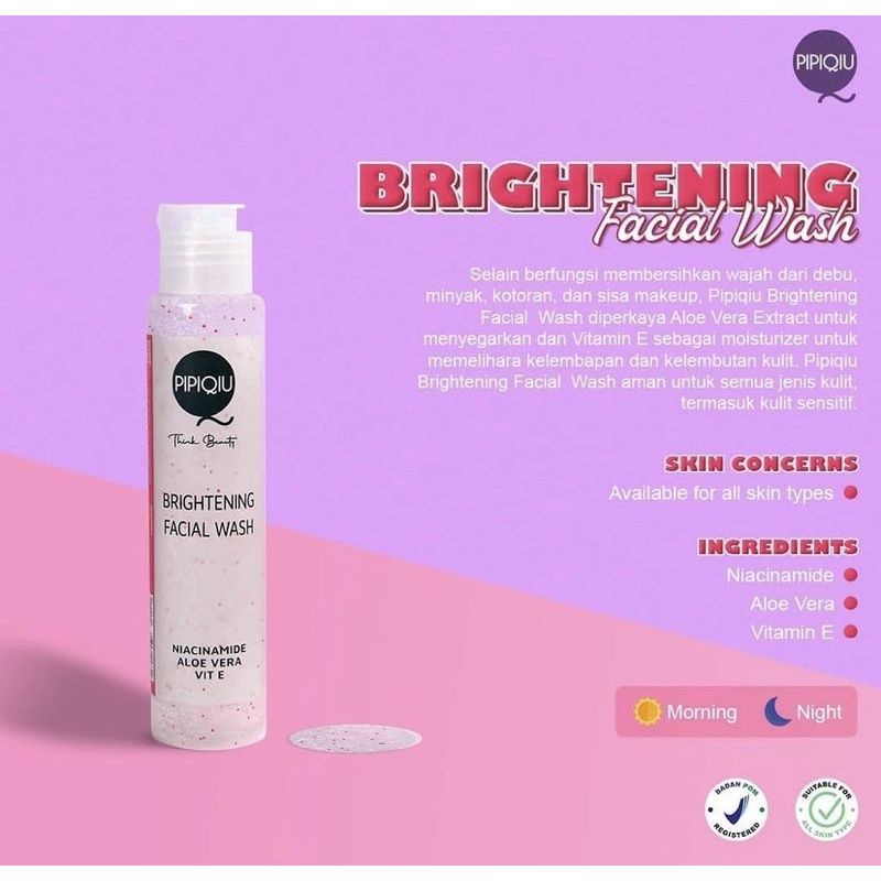 ⭐BAGUS⭐ PIPIQIU Brightening Facial Wash + Niacinamide 100ml | Face Wash Sabun Cuci Muka Brightening