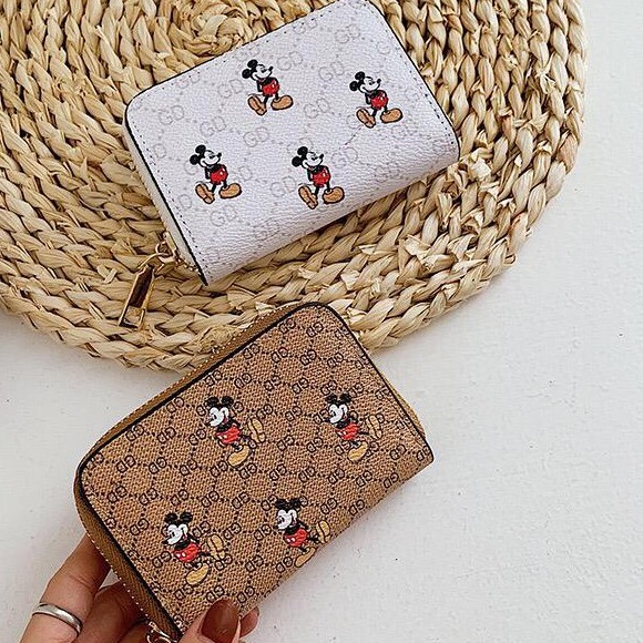 BJ14062 - BROWN/WHITE - DOMPET KARTU MICKEY SMALL/BIG IMPORT TAS WANITA FASHION IMPORT MODIS ELEGAN TERMURAH TERLARIS TERBARU BAGSTORE JAKARTA TAS BATAM ELJ4062 CR7267 BQ2860