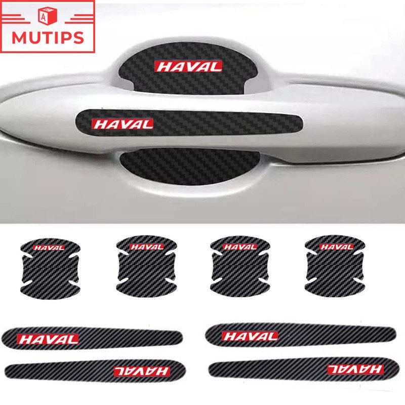 Haval 8Pcs Stiker Pelindung Handle Pintu Mobil Bahan Karbon Fiber Untuk H6 Jolion H2 H2s H1 2021 2022 H5 M4 H9