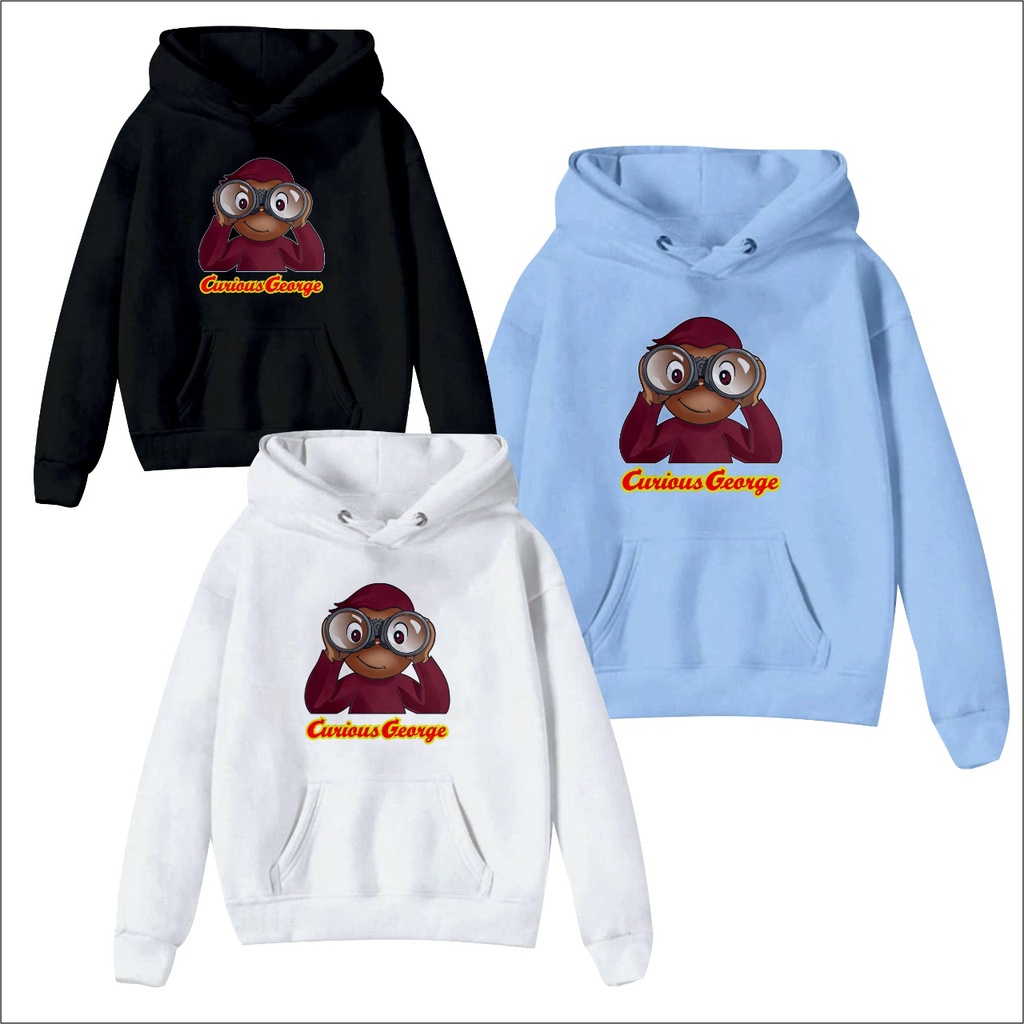 Sweater hoodie anak George Monyet Lucu Kartun Pullover Atasan Anak Peremuan Laki - laki Terbaru