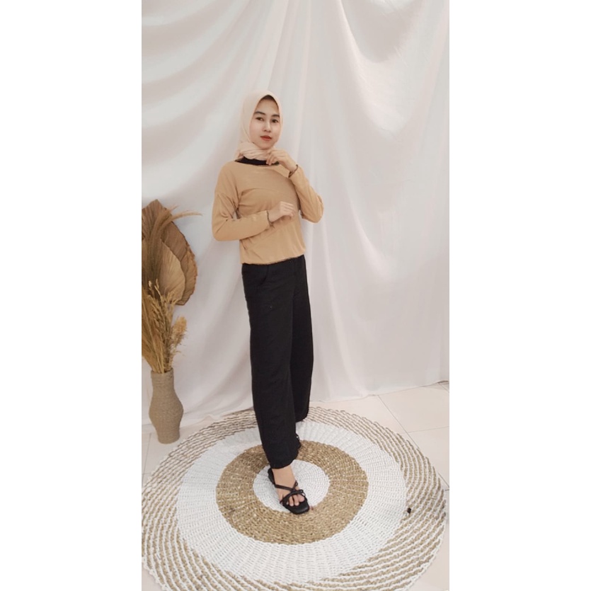 FO - Zigzag Top RIB - Blouse Wanita Muslim /T-Shirt Longsleeve Wanita