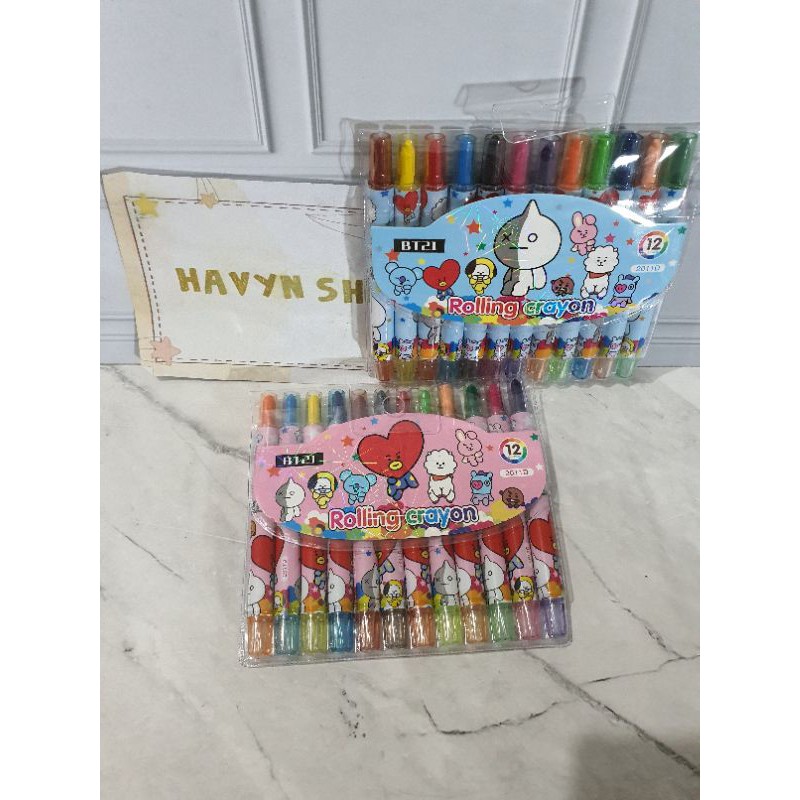 crayon putar/rolling crayon/oil pastel/Krayon putar PENDEK-BTS