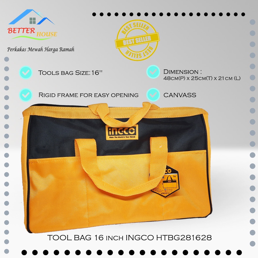 Tas Perkakas Tools Bag 16" Kuat Ingco HTBG281628