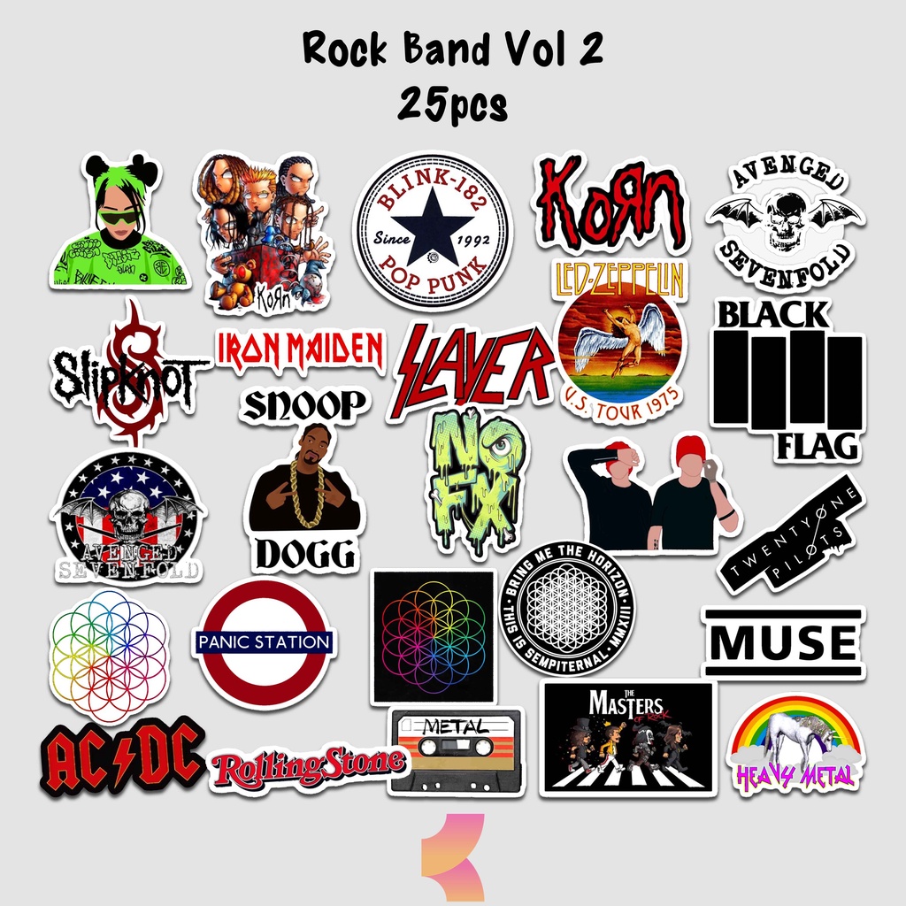

Stiker Band Rock Metal Aestetic Viny Anti Air Sticker Band Punk Case HP Laptop Tumbler
